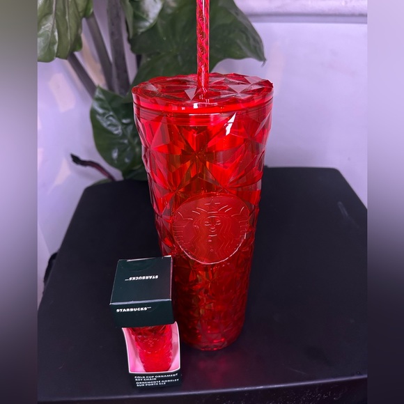 New Starbucks 2023 Red Prism 24oz Tumbler w/ matching keychain/ornament - Picture 1 of 1